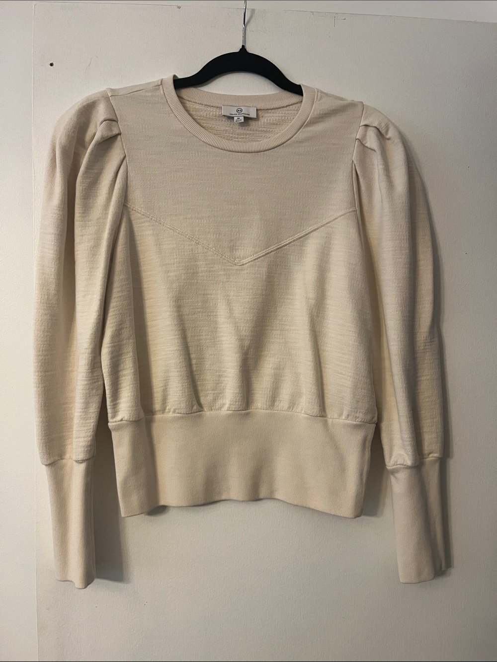 AG Adriano Goldschmied Cream Puff-Sleeve Sweatshirt